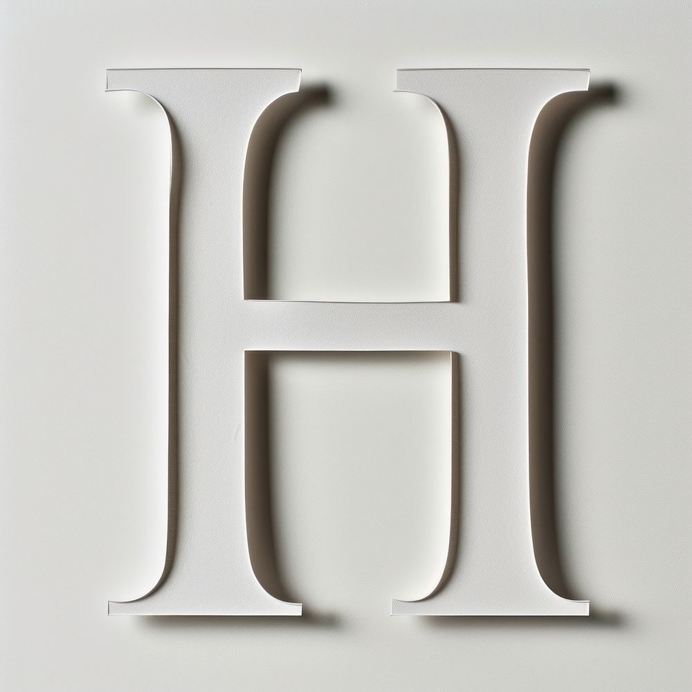 Letter H font alphabet white text.