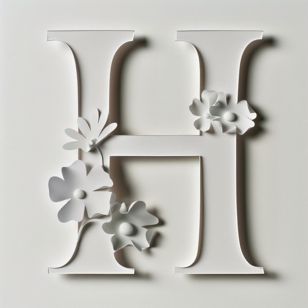 Letter H font flower white text.