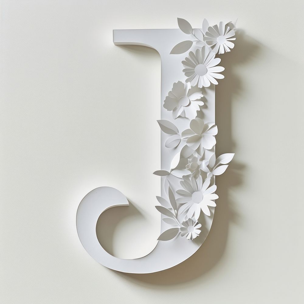 Letter J font flower number white.