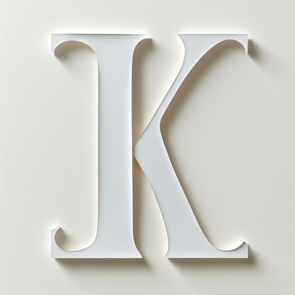 Letter K font alphabet white text.