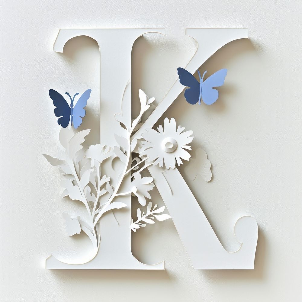 Letter K font flower creativity butterfly.
