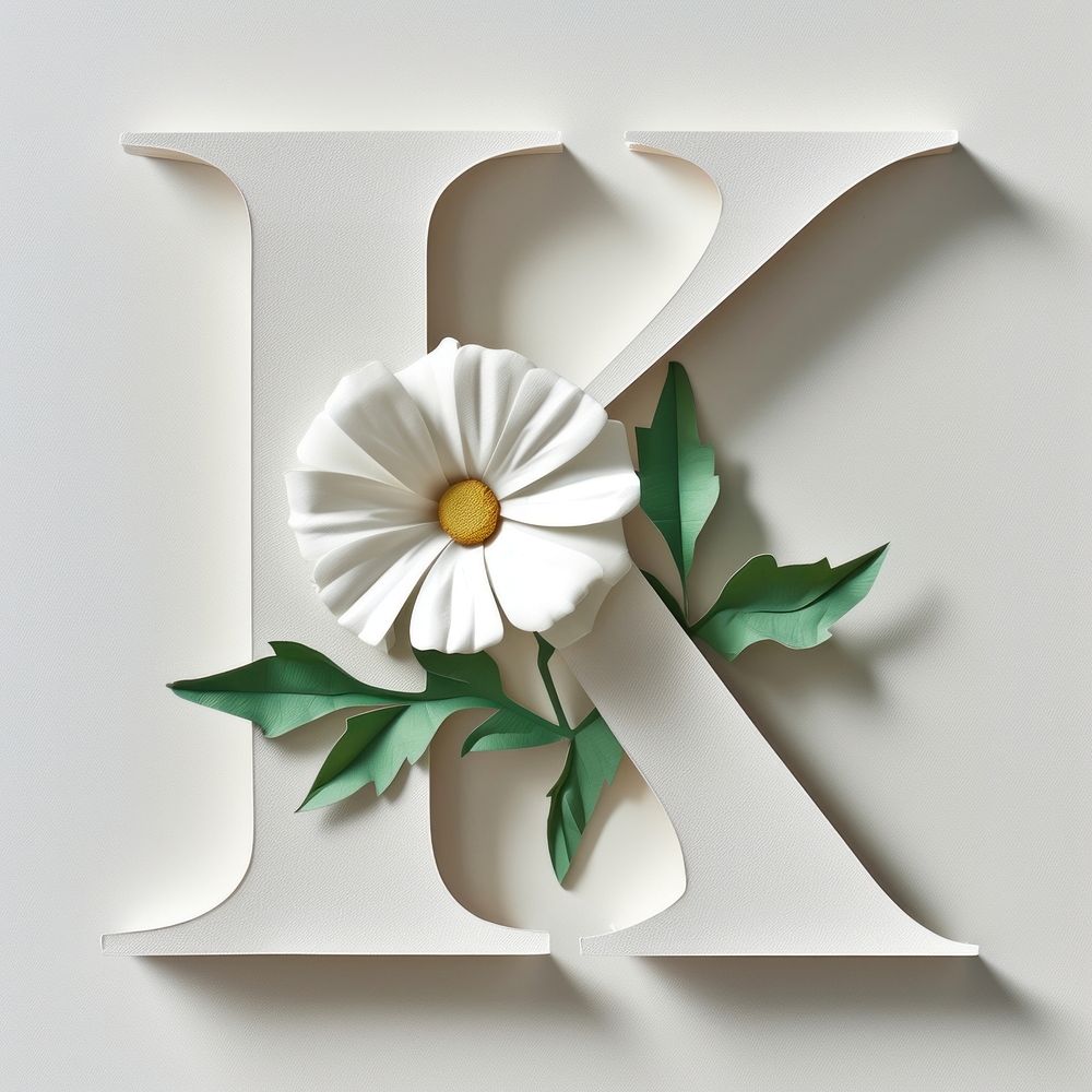 Letter K font flower plant white.