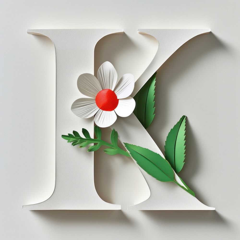 Letter K font flower plant art.