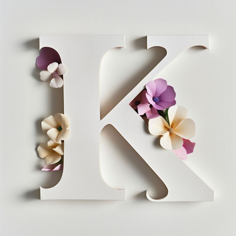 Letter K font flower text fragility.