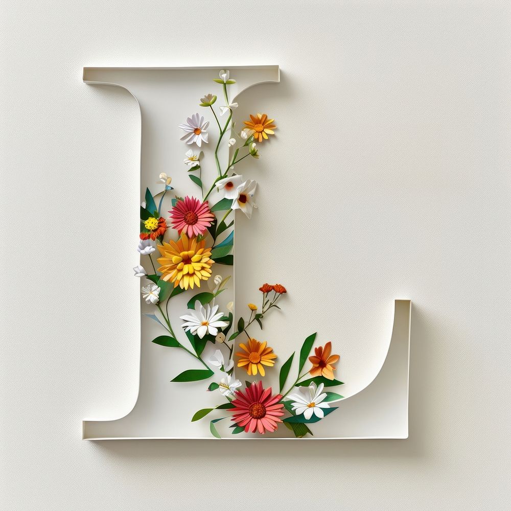 Letter L font flower pattern plant.