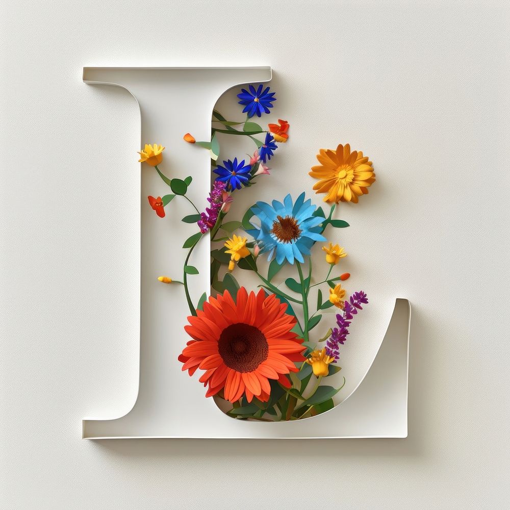 Letter L font flower plant art.