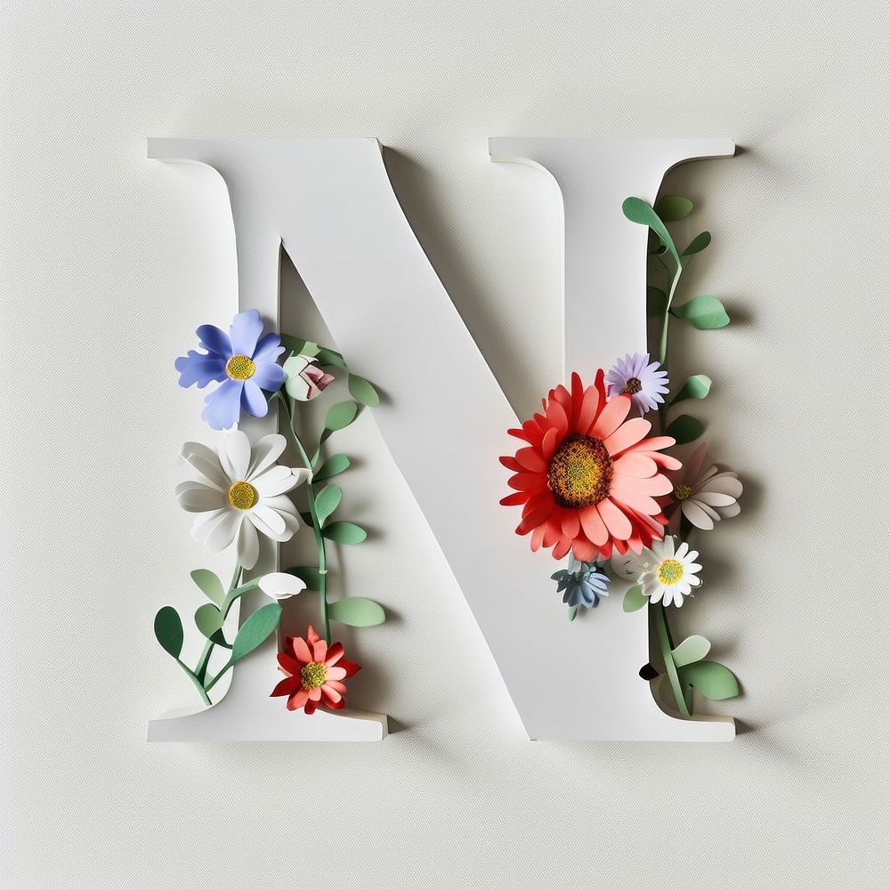 Letter N font flower plant text.