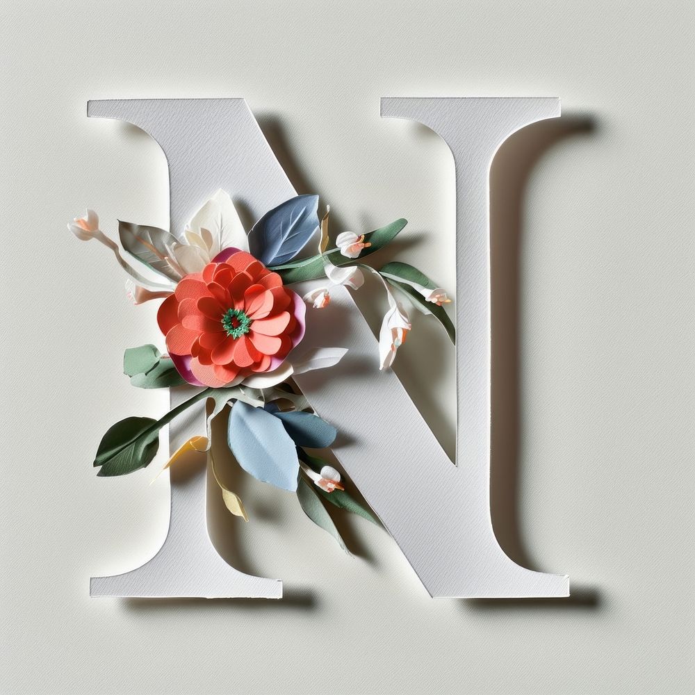 Letter N font flower text floristry.