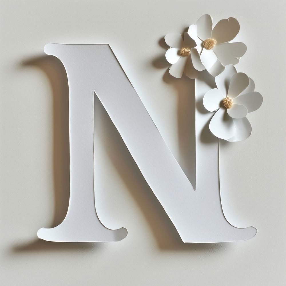 Letter N font alphabet flower white.