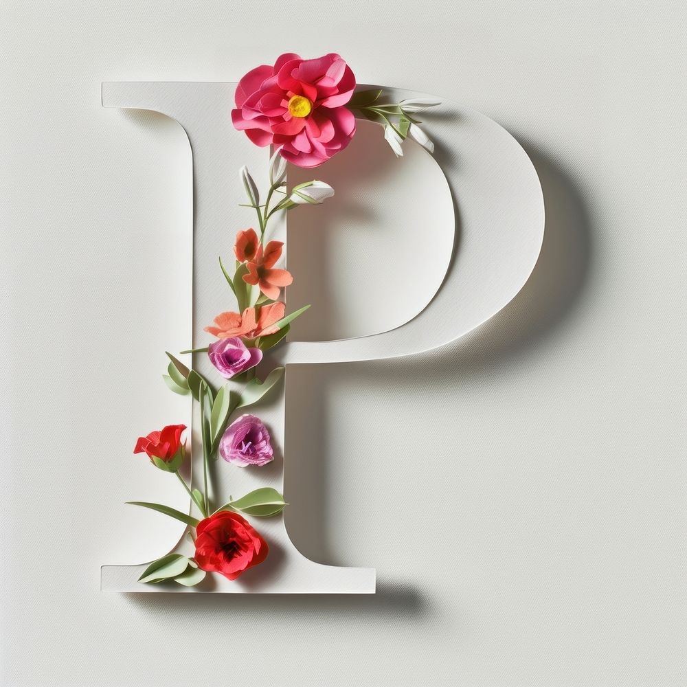Letter P font flower plant text.