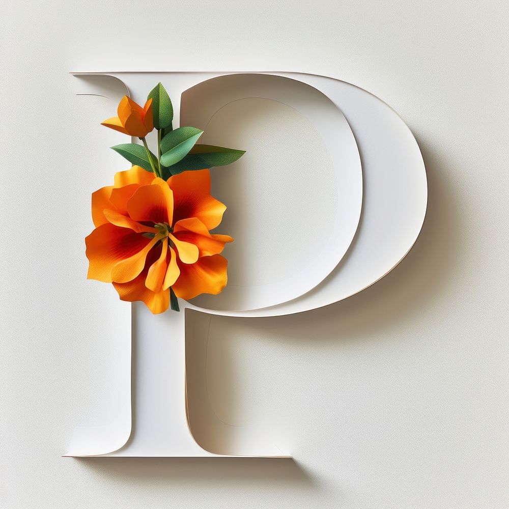 Letter P font flower plant art.