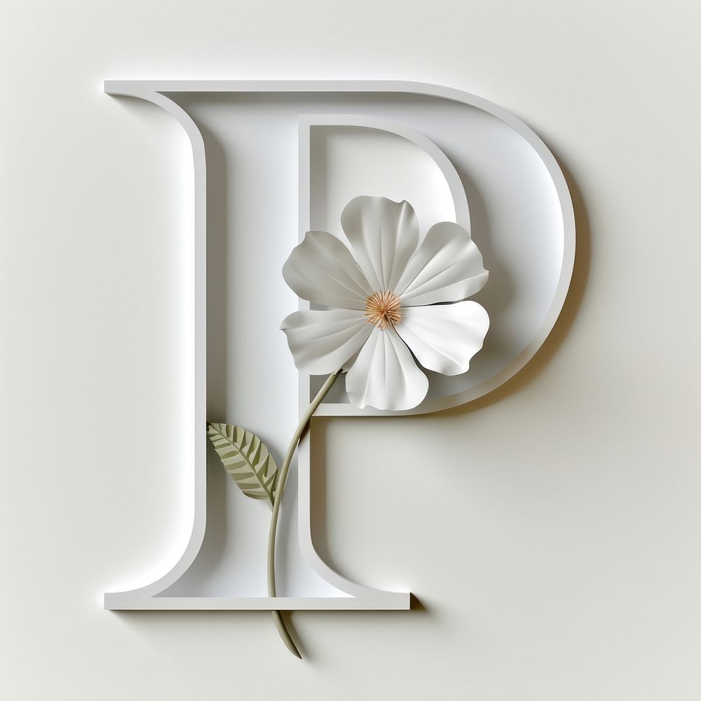 Letter P font flower white text.