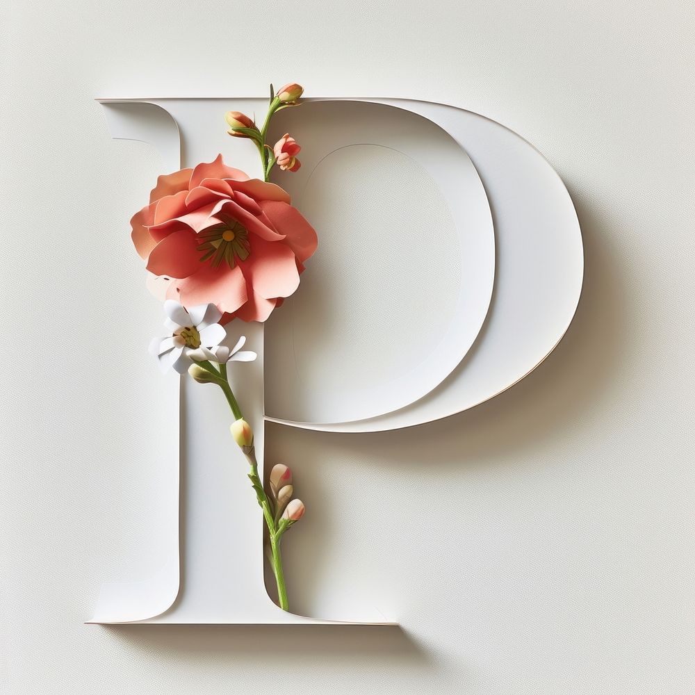 Letter P font flower plant white.