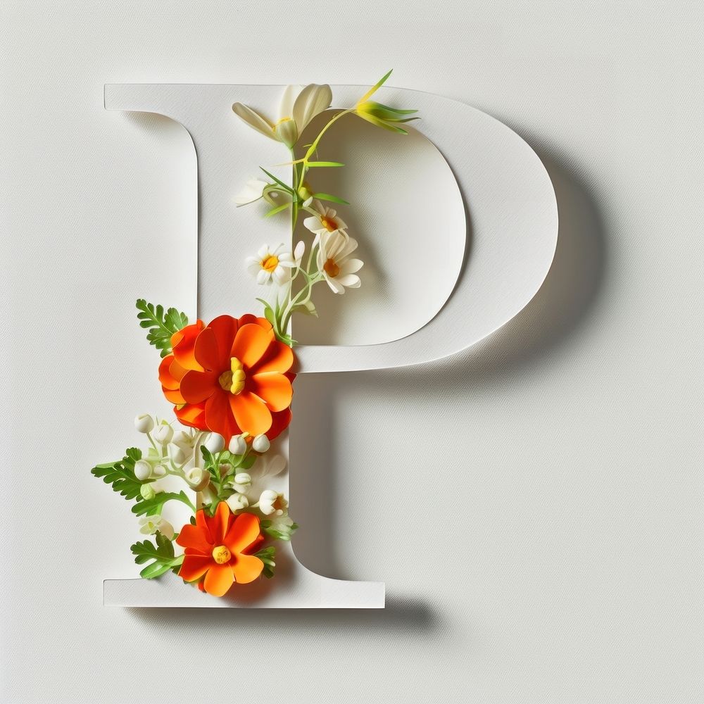 Letter P font flower plant text.