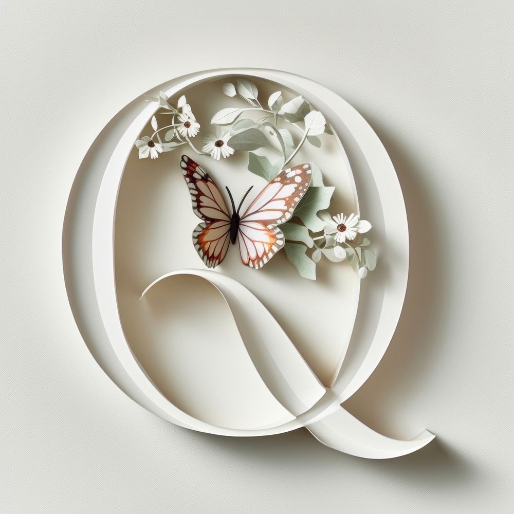 Letter Q font butterfly art accessories.