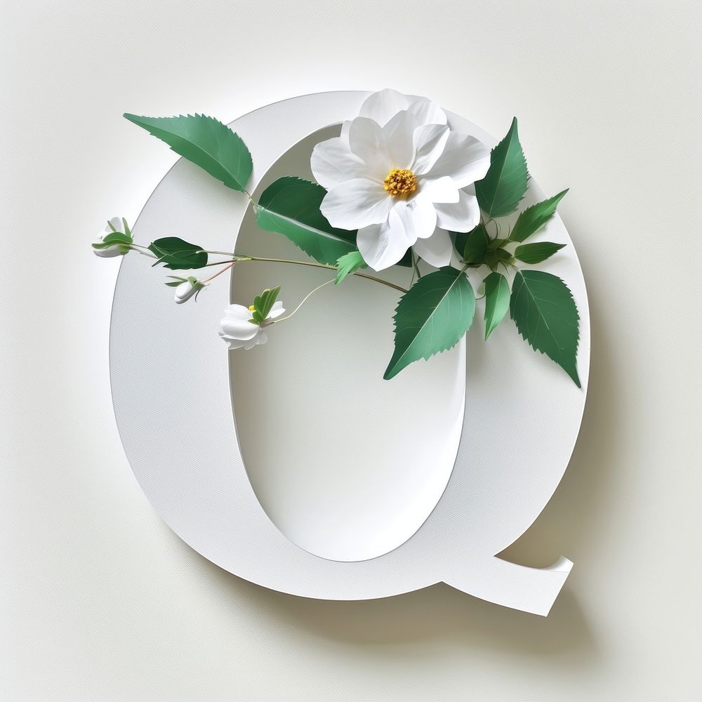 Letter Q font flower plant white.