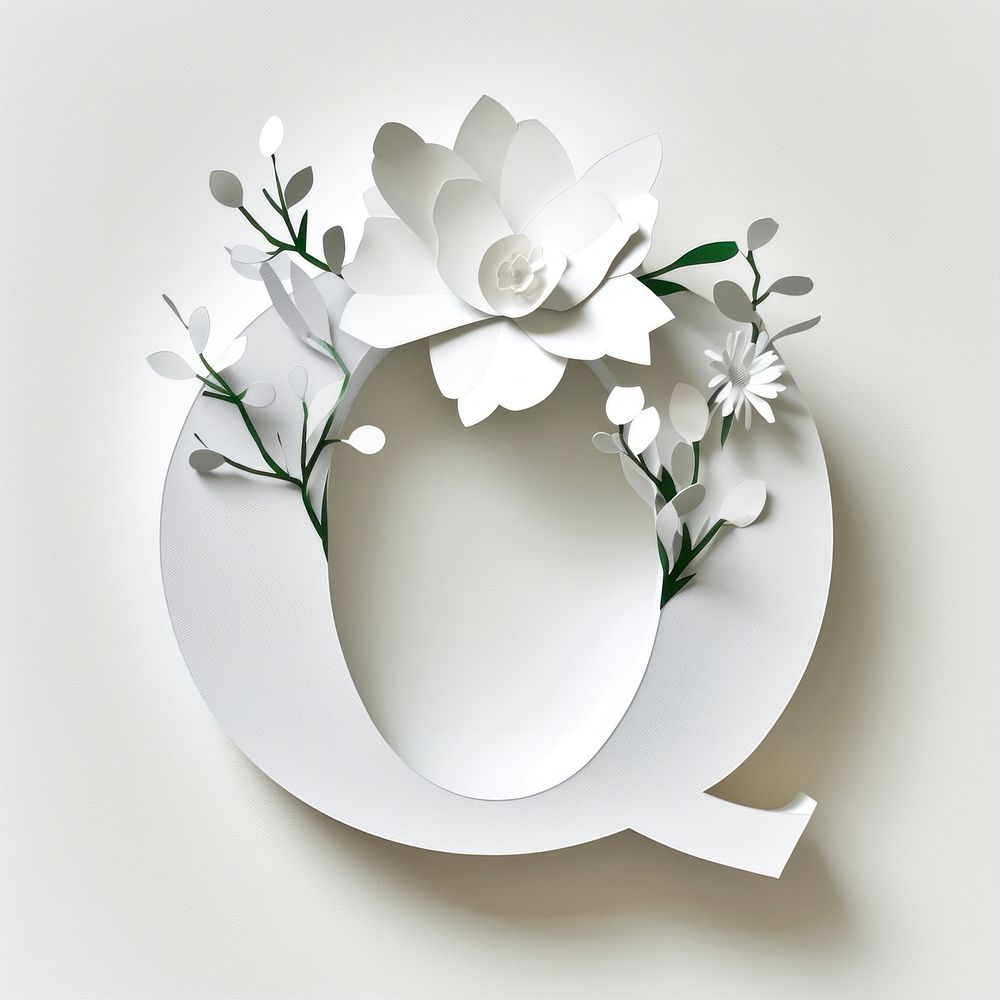 Letter Q font flower plant white.