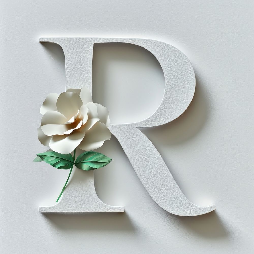 Letter R font flower white text.