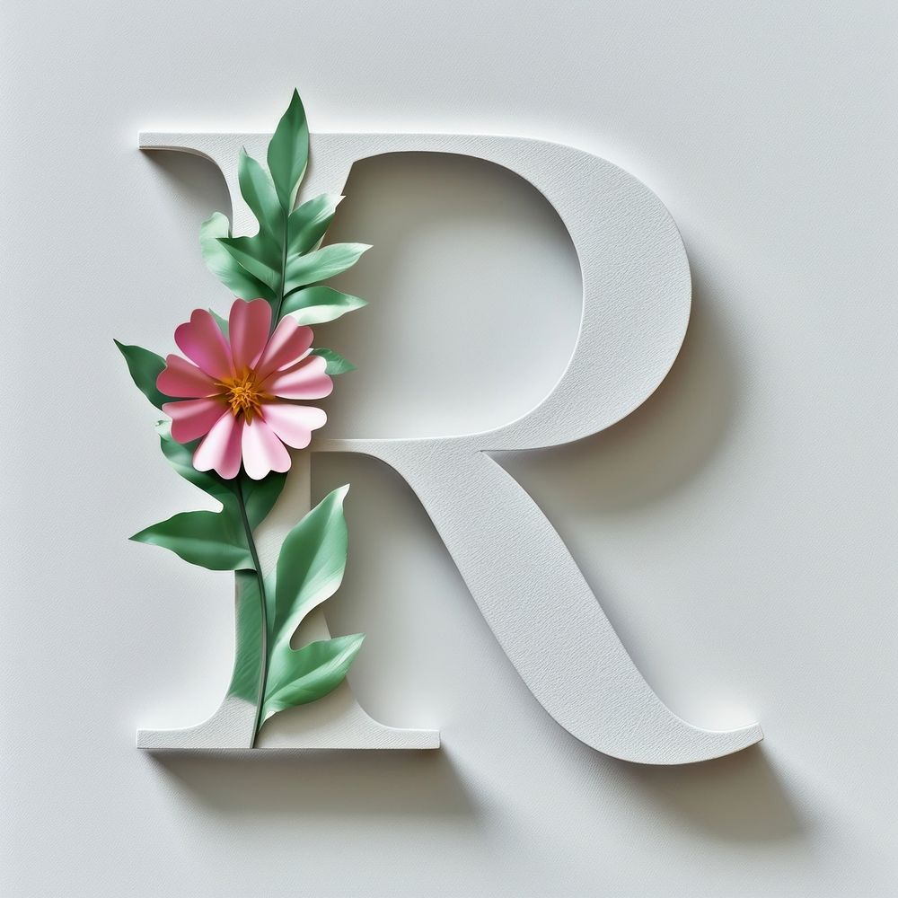 Letter R font flower plant text.