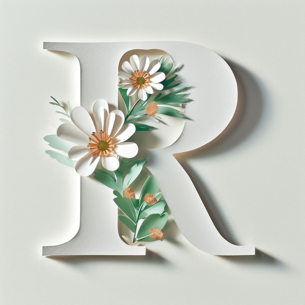 Letter R font flower plant text.