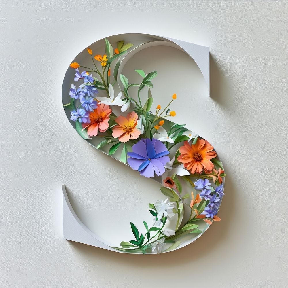 Letter S font flower art creativity.