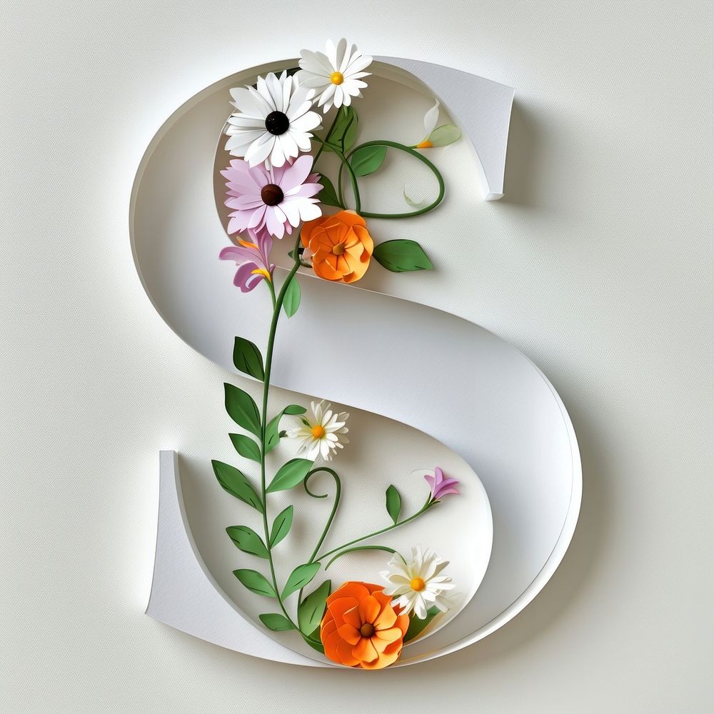 Letter S font flower plant art.