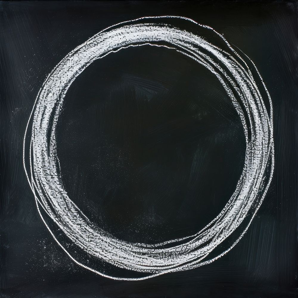 White chalk drawing circle texture blackboard black background creativity.