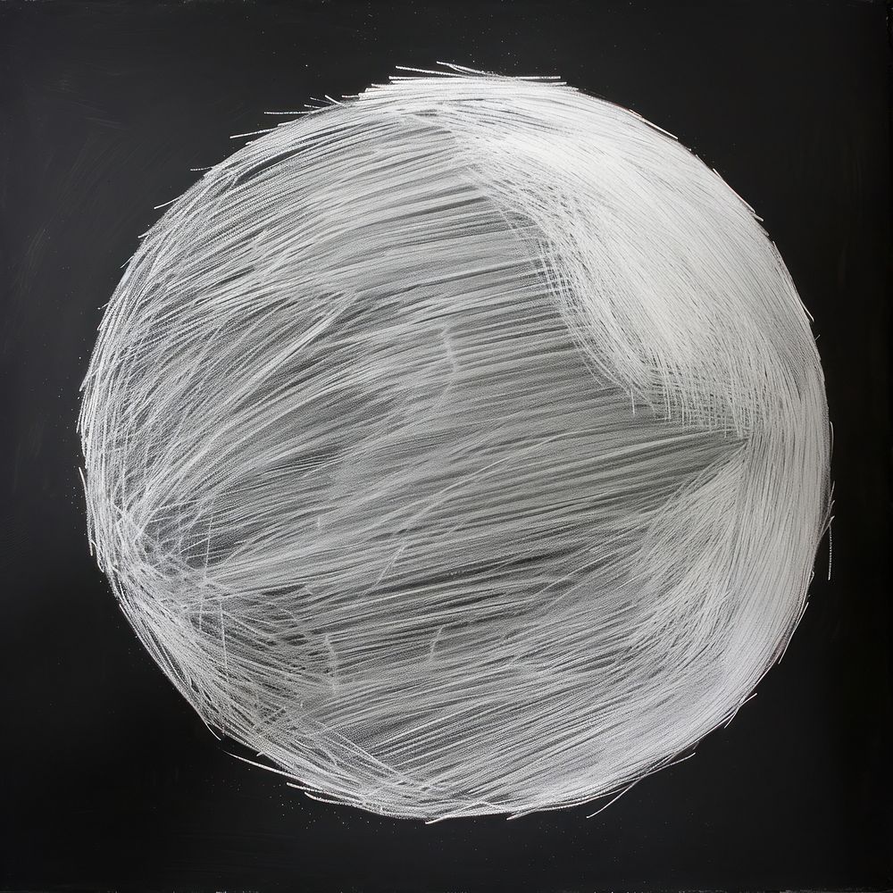 White chalk drawing sphere texture sketch black photo.