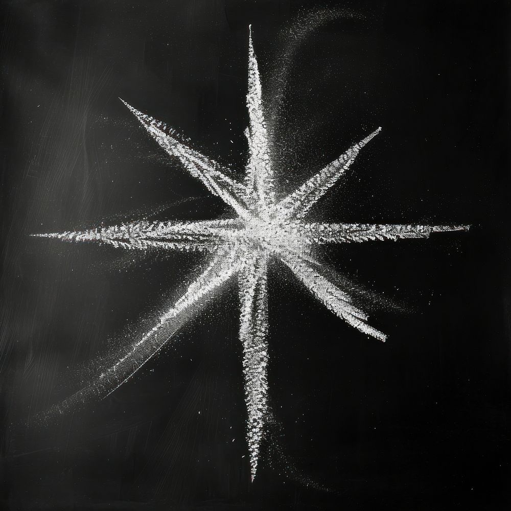 White chalk drawing star texture black black background creativity.