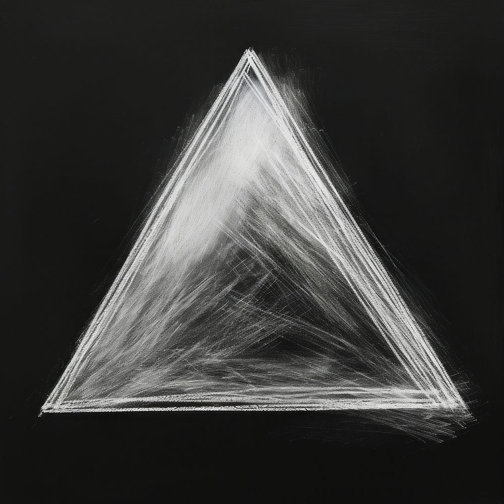 White chalk drawing triangle texture black black background creativity.