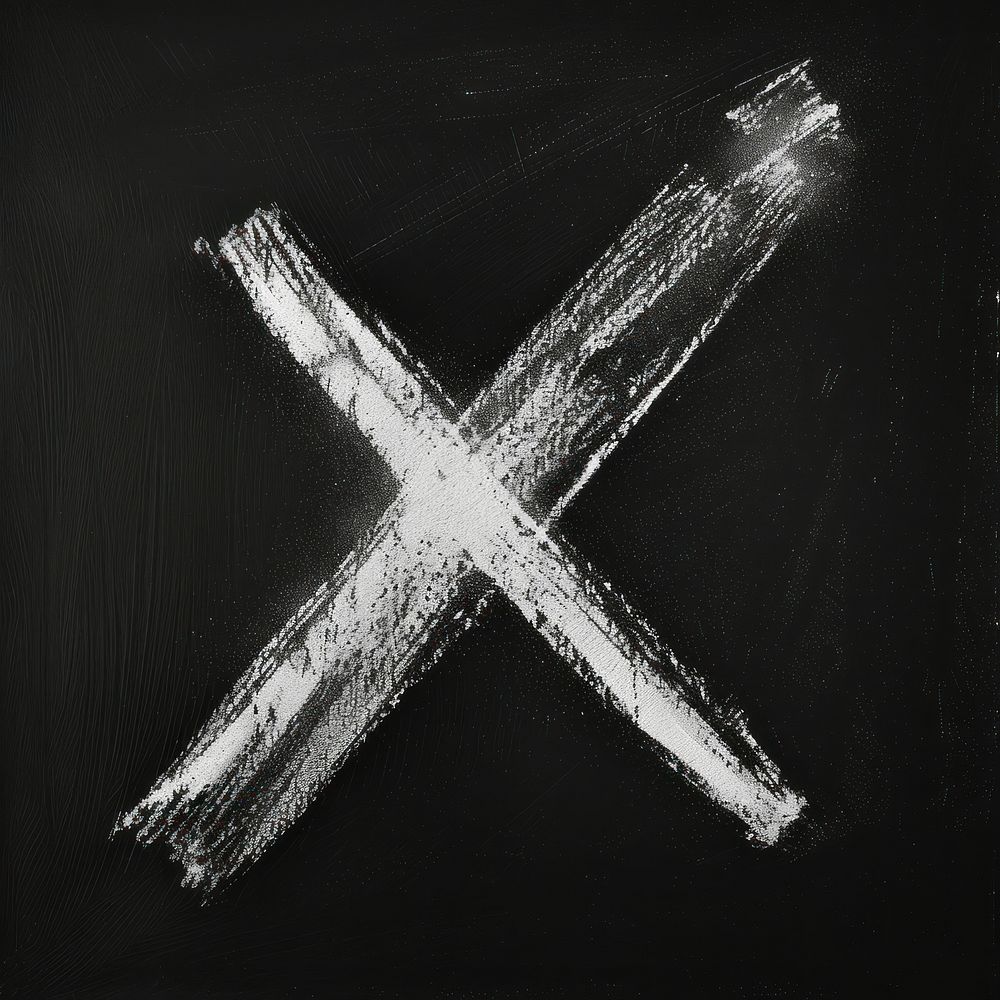 White chalk drawing X texture symbol black creativity.