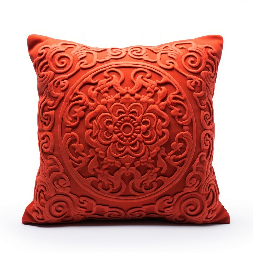 Red cusion cushion pillow white background.