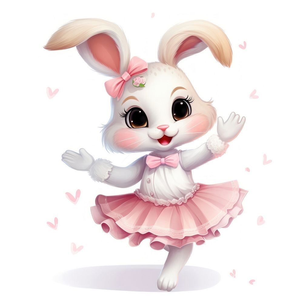 Bunny character ballet dance cartoon animal cute.