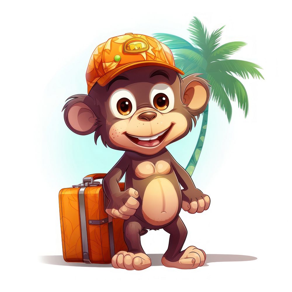 Monkey character Vacation summer cartoon cute fun.