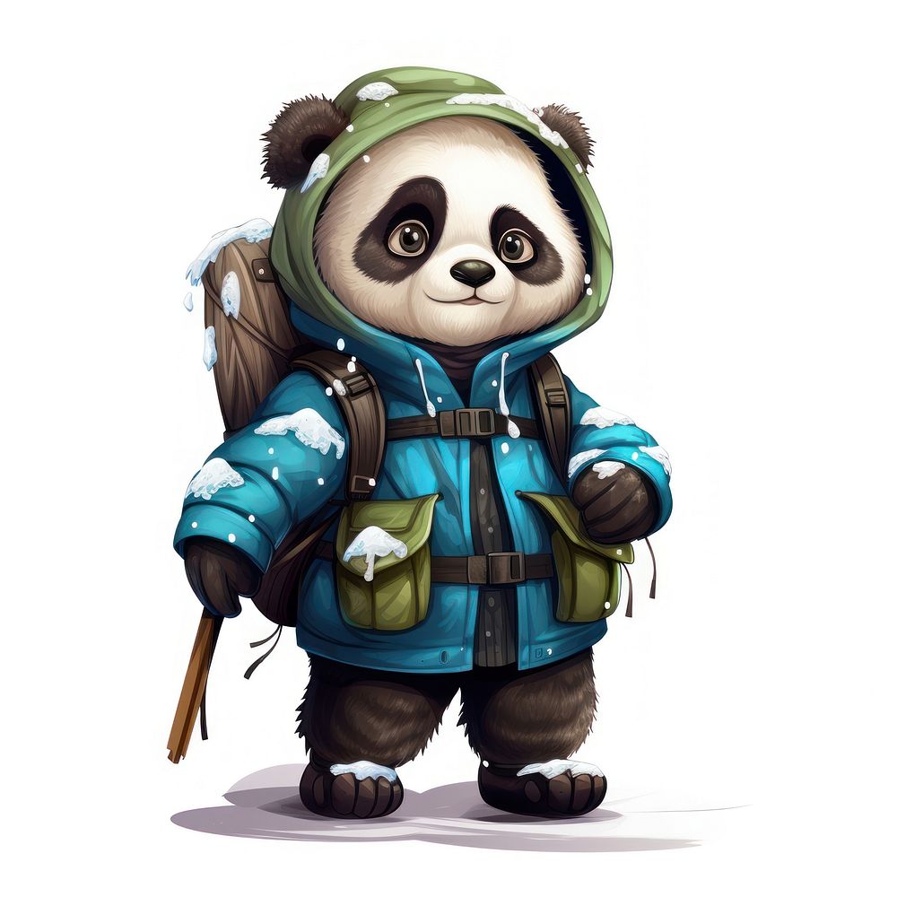 Panda character Vacation winter cartoon cute portrait.