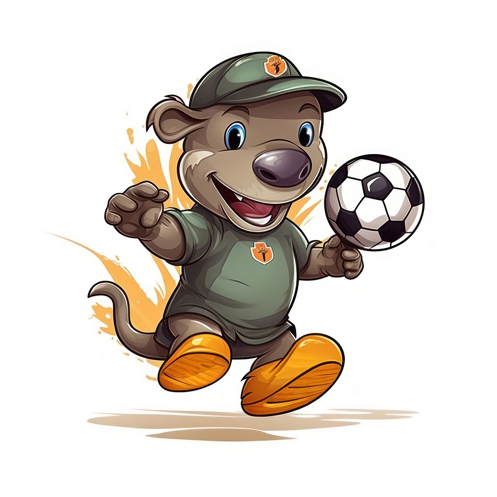 Platypus character play football cartoon sports fun.