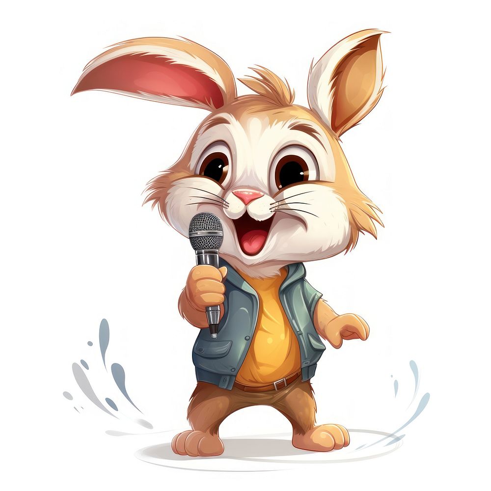 Rabbit character sing a song cartoon animal comics.