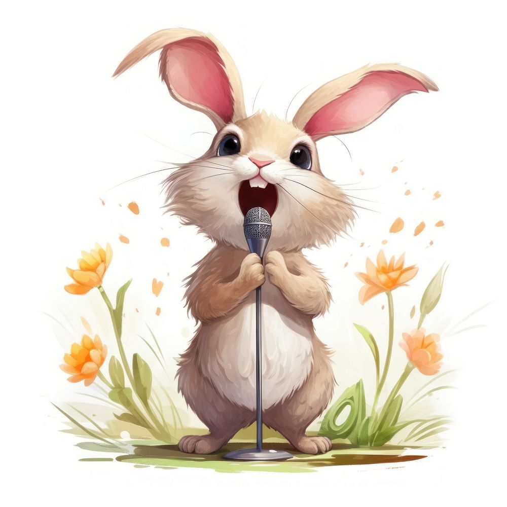 Rabbit character sing a song cartoon animal mammal.