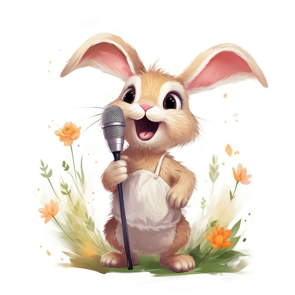 Rabbit character sing a song cartoon mammal animal.
