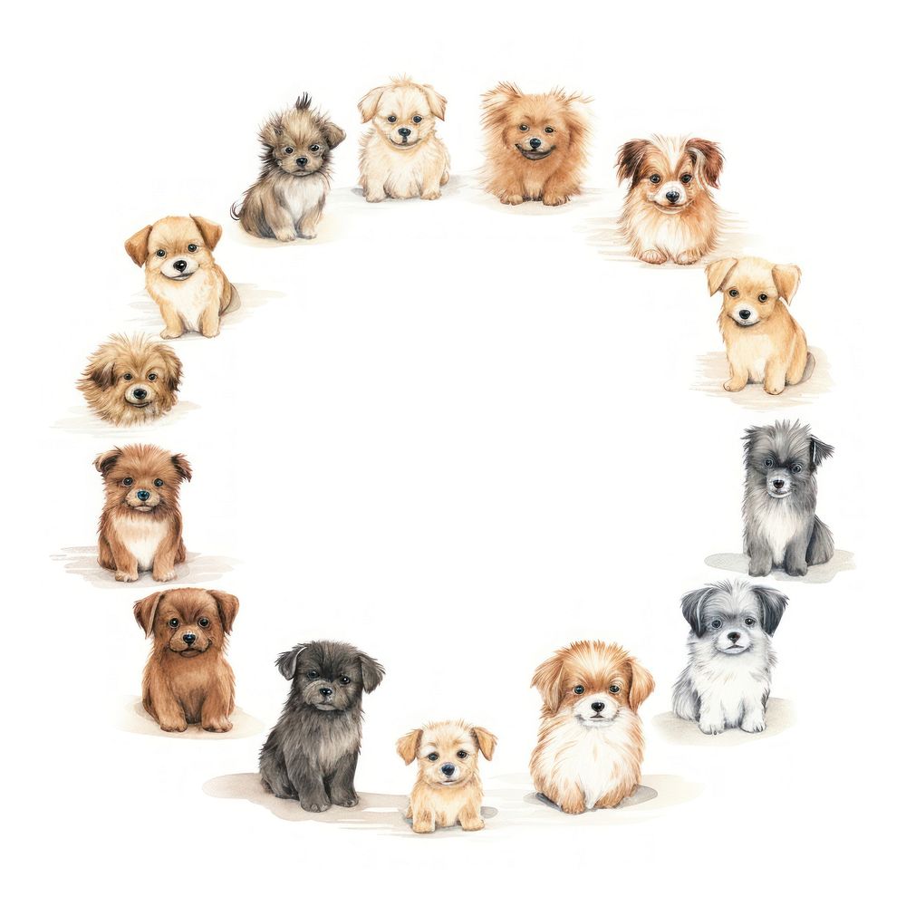 Baby dogs cercle border mammal animal puppy.