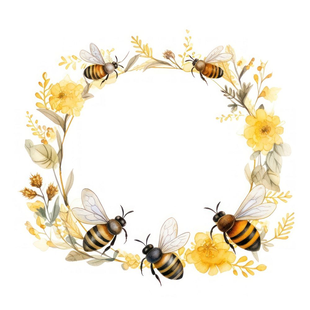 Bee border animal insect wreath.