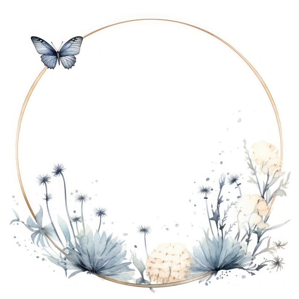 Dandelion and butterfly cercle border pattern flower plant.