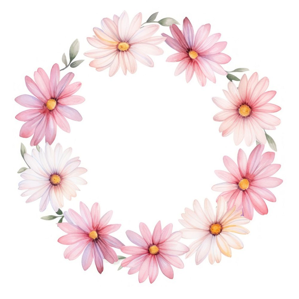 Daisy petals cercle border pattern flower wreath.
