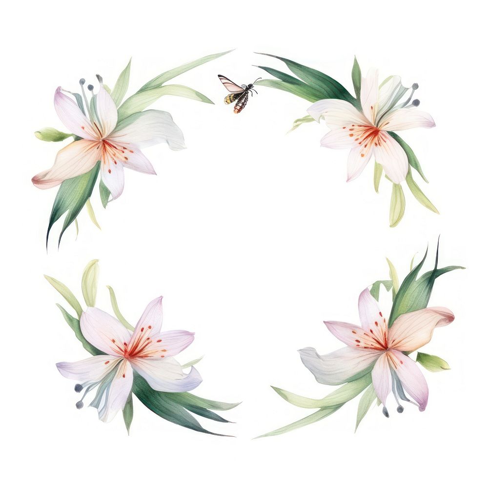 Lily and bug cercle border flower wreath petal.