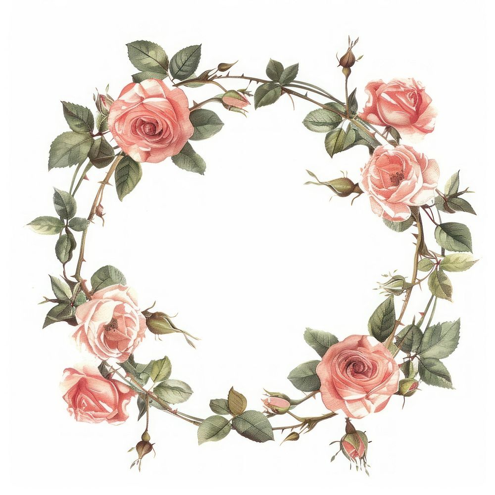 Rose cercle border pattern flower wreath.