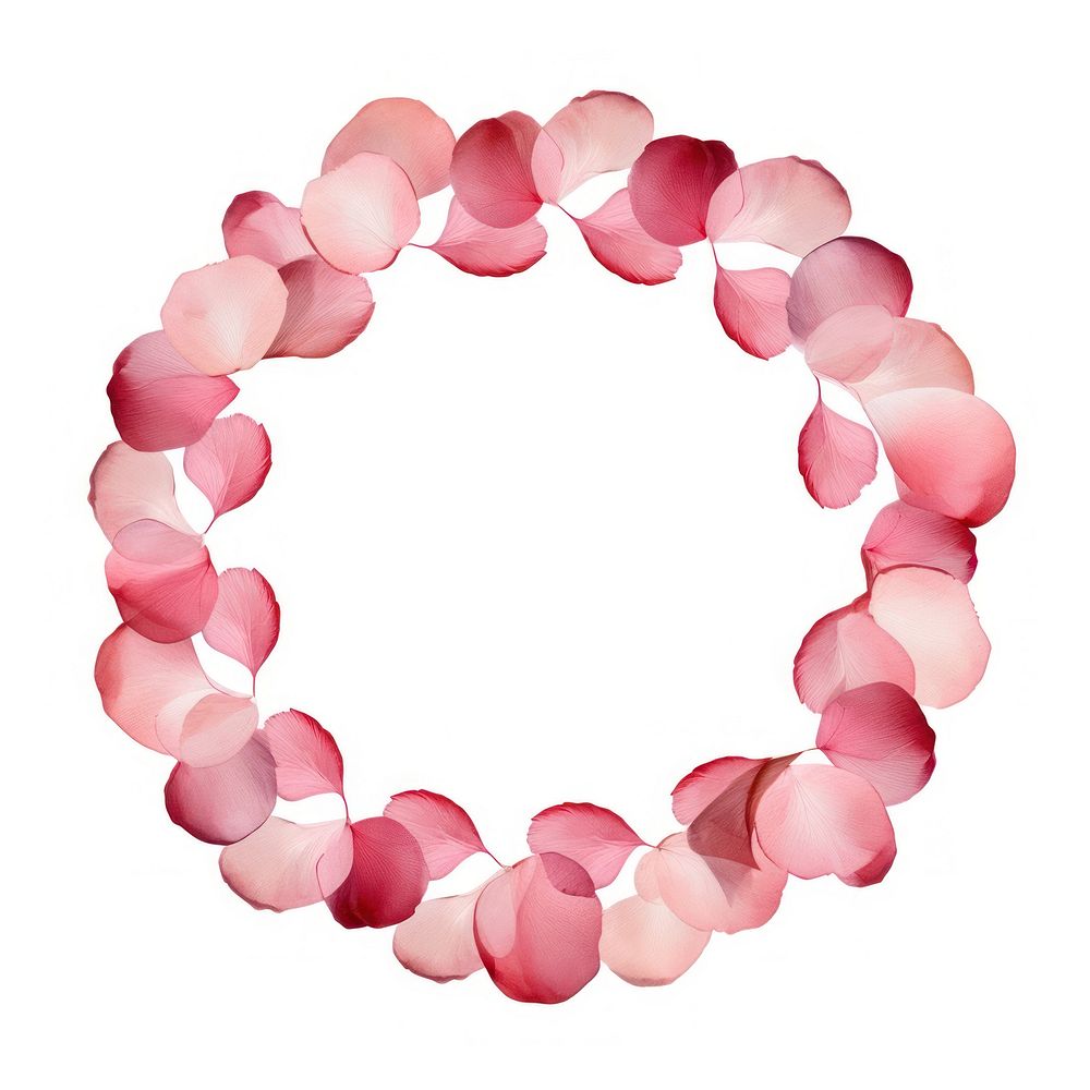 Rose petals cercle border wreath white background microbiology.
