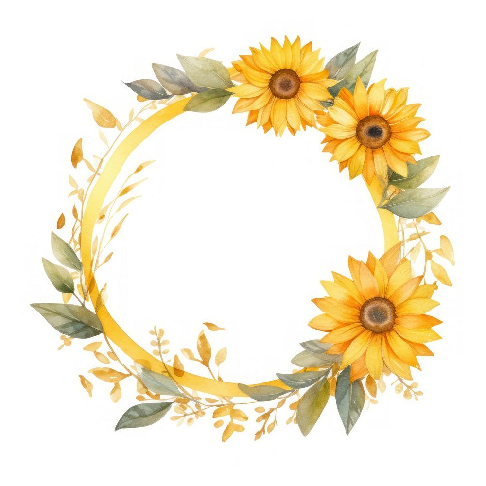 Sun flower cercle border sunflower wreath plant.