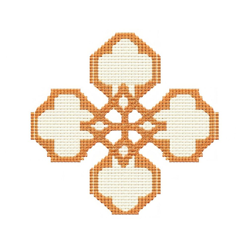 Cross stitch Chinese knot pattern white white background.