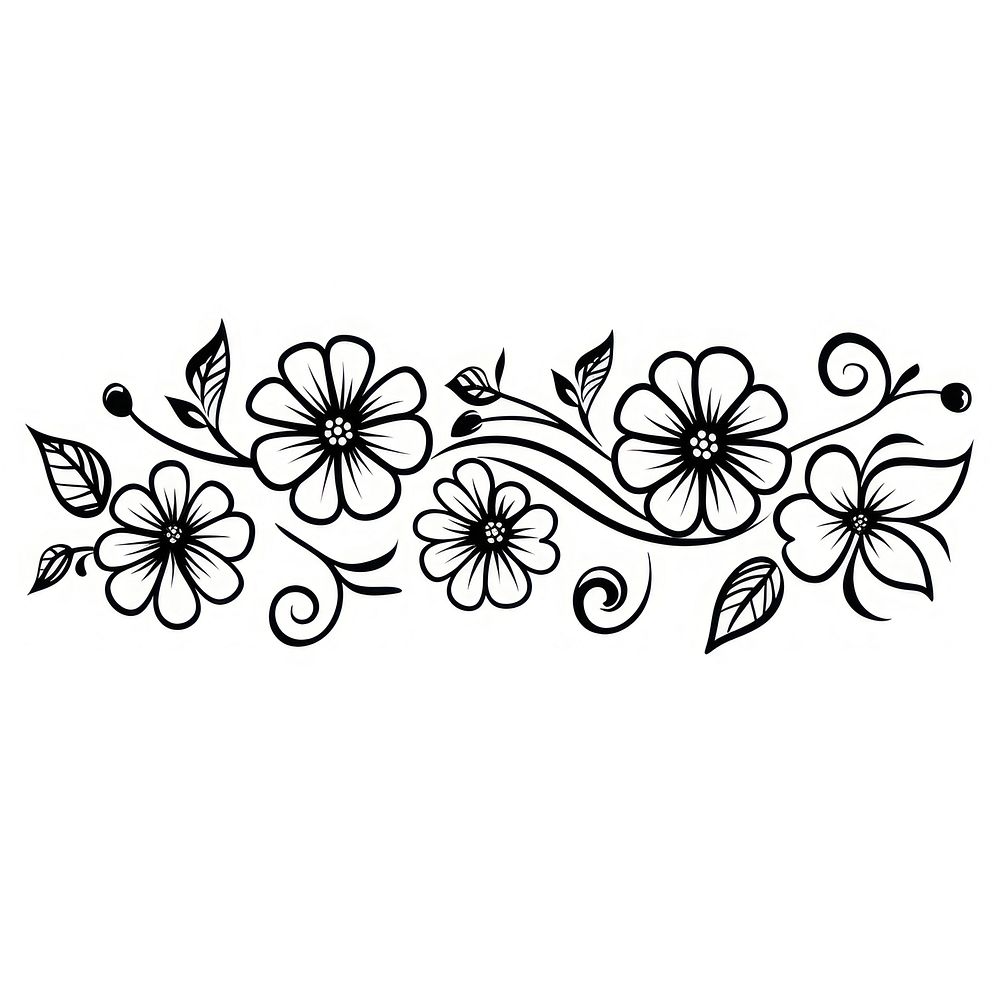 Flower divider pattern doodle white.