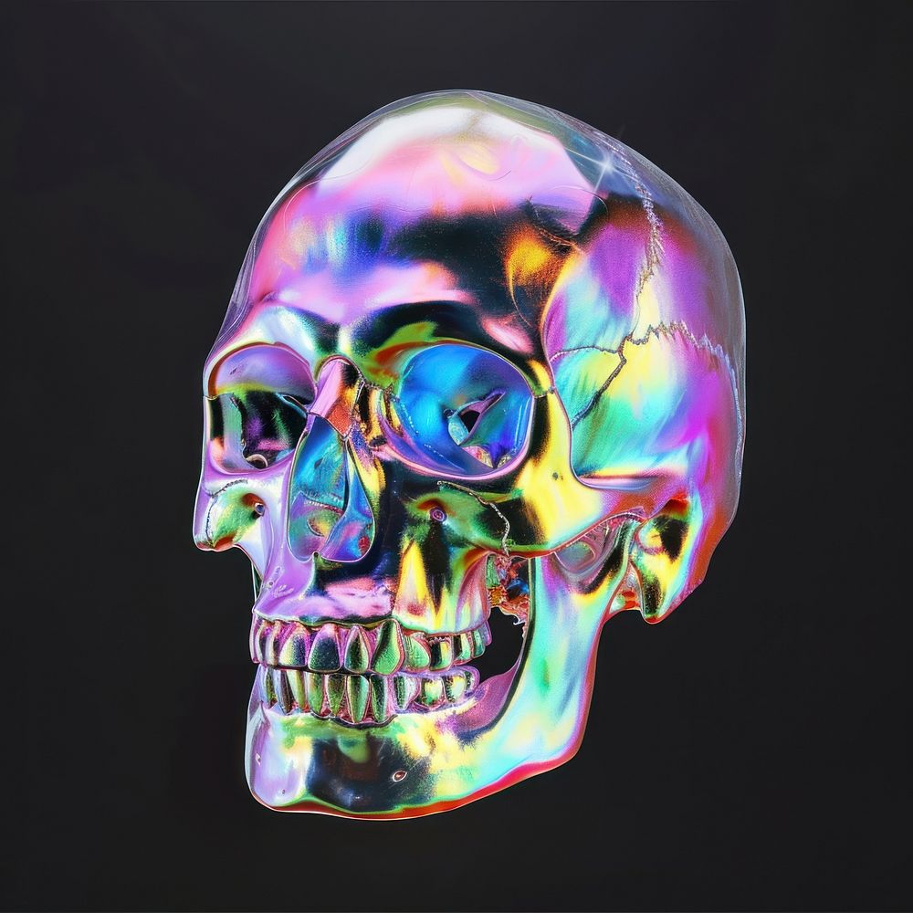 Hologram skull glowing science anatomy.